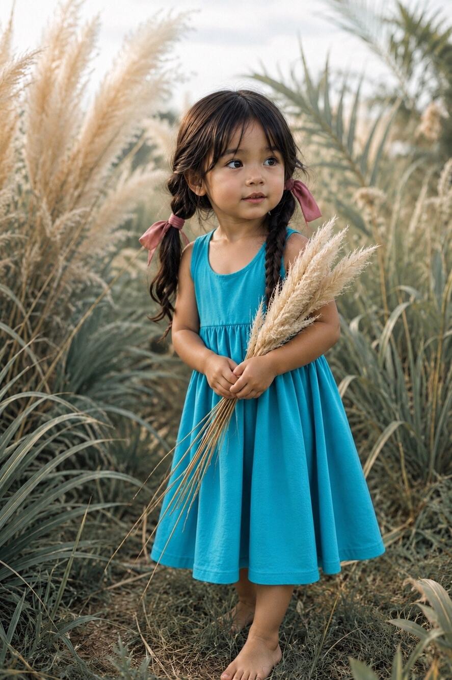Remie Girl Teal Pocketed Empire Twirl Midi Dress 3